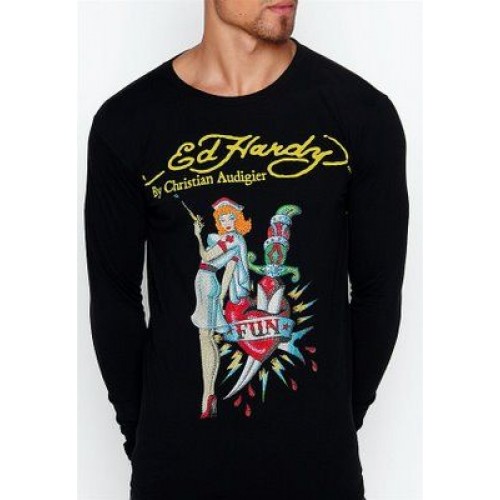 Men's Ed Hardy Long T Shirts cheap Best Discount Price
