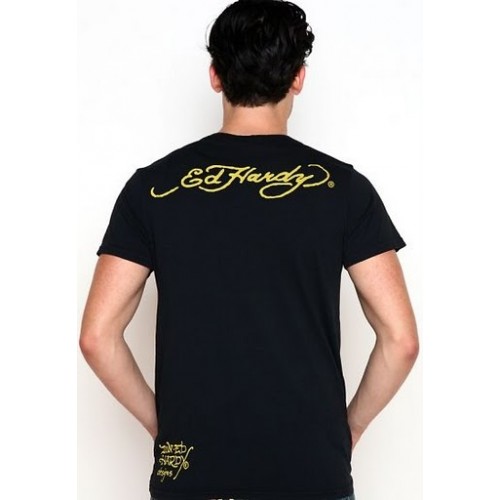 Mens Ed Hardy King Of Beasts Basic Short Sleeve T-shirt in Black Authentic