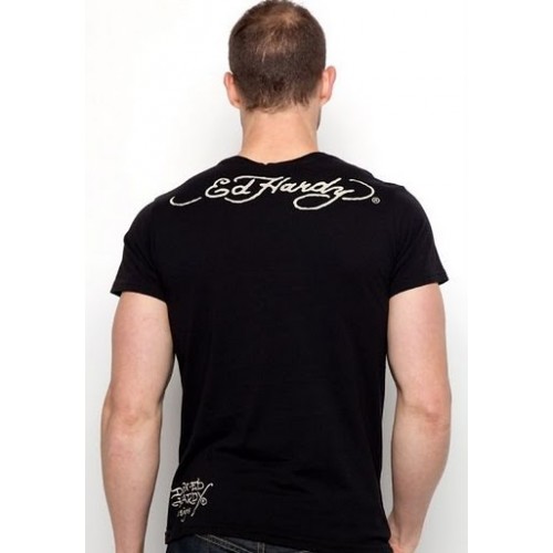 Mens Ed Hardy Born To Rasie Hell Short Sleeve T-shirt in Black Online