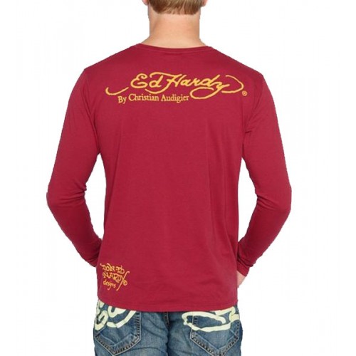 Mens Ed Hardy York City L S Tee in Red on sale