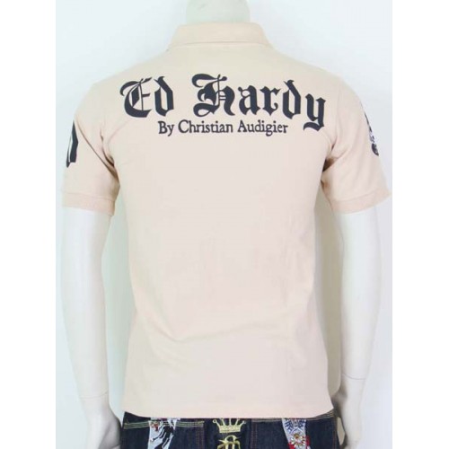 Mens Ed Hardy Short Sleeve T-shirt YORK CITY Apricot Huge Discount