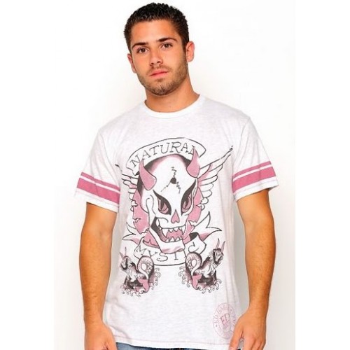 Mens Ed Hardy Horned Monster Enzyme Washed Short Sleeve T-shirt