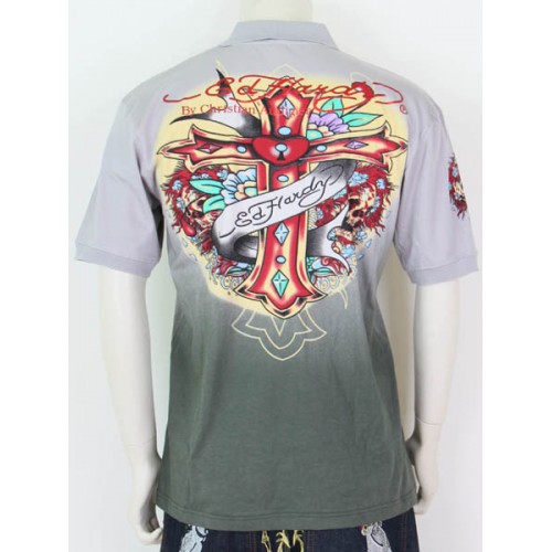 Mens Ed Hardy Short Sleeve T-shirt CROSS Grey outlet Exclusive