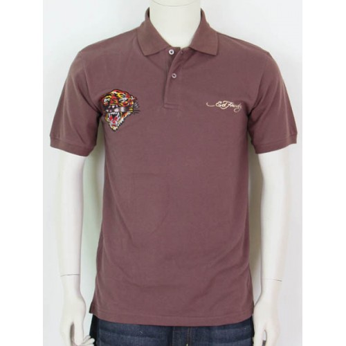 Mens Ed Hardy Short Sleeve T-shirt TIGER brown sale Outlet Online