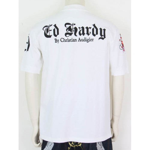 Mens Ed Hardy Short Sleeve T-shirt LOVE KILLS SLOWLY white outlet Online