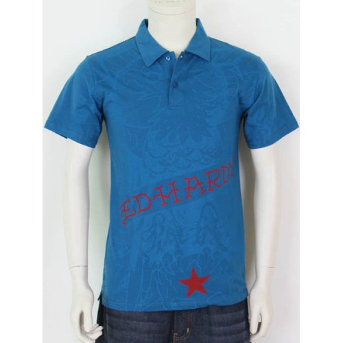 Mens Ed Hardy Short Sleeve T-shirt NEVER ENDING BATTLE blue